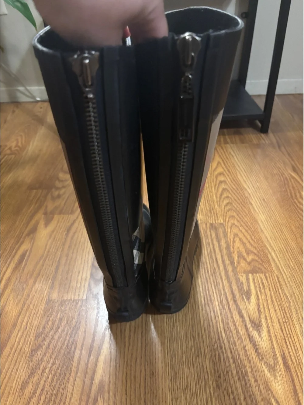Burberry Tall Plaid Rain Boots- Size 10.5